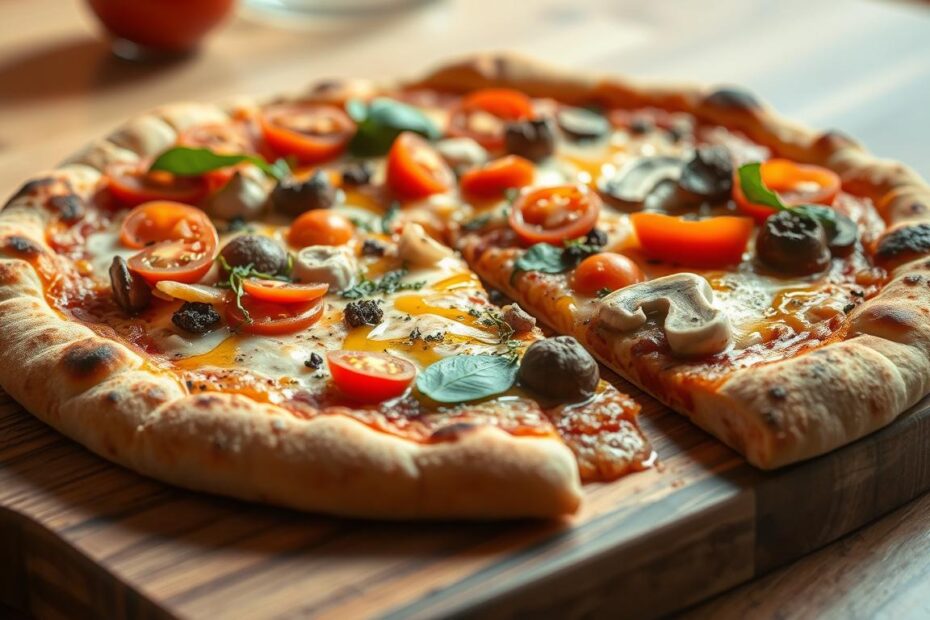 Pizza caseira integral massa leve e recheio saudável!