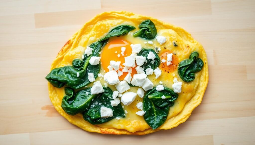 omelete de queijo e espinafre low carb