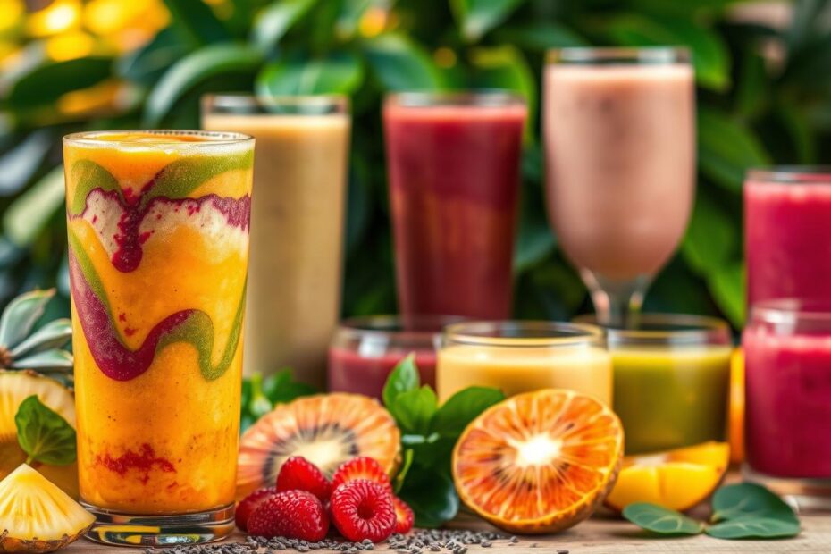 Receita de smoothie energético com frutas tropicais